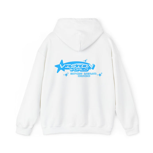 Vision World Blue and White Y2K hoodie